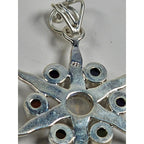 Vintage Sterling Silver Multistone Starburst Pendant .925 No Chain