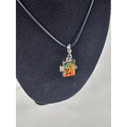 Vintage Stained Glass Locket Necklace Religious Pendant Charm