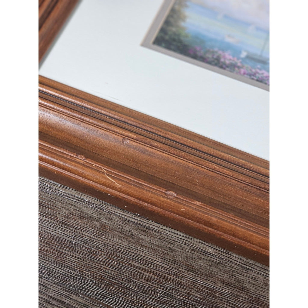 Vintage Coastal Cottage Framed Print Wall Art | Nautical Harbor Scene