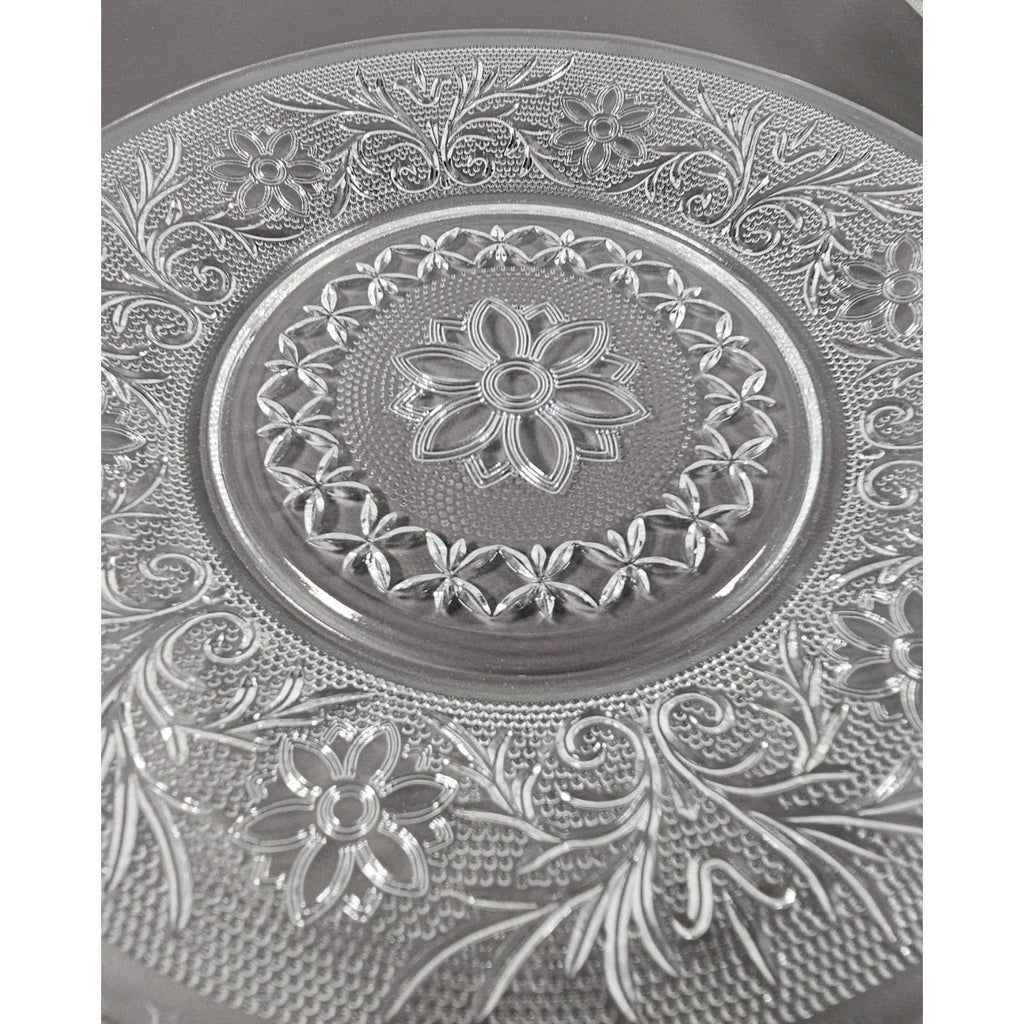 Anchor Hocking Sandwich Glass Salad Plates Set of 4 7.25" Floral
