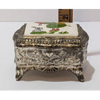 Vintage Silver Plated Trinket Box Red Felt Japan