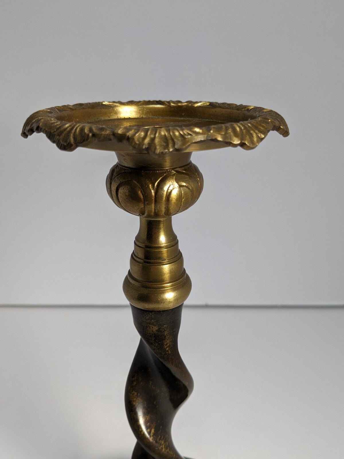 Vintage Brass Twist Candlestick Holder – 10.5" Tall Brass Taper Holder, Rustic