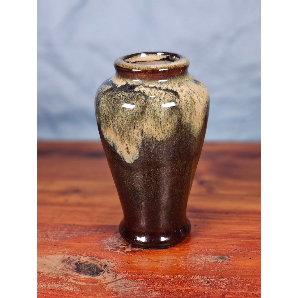 Small Drip Glaze Ceramic Vase Earth Tones Decorative Accent Piece