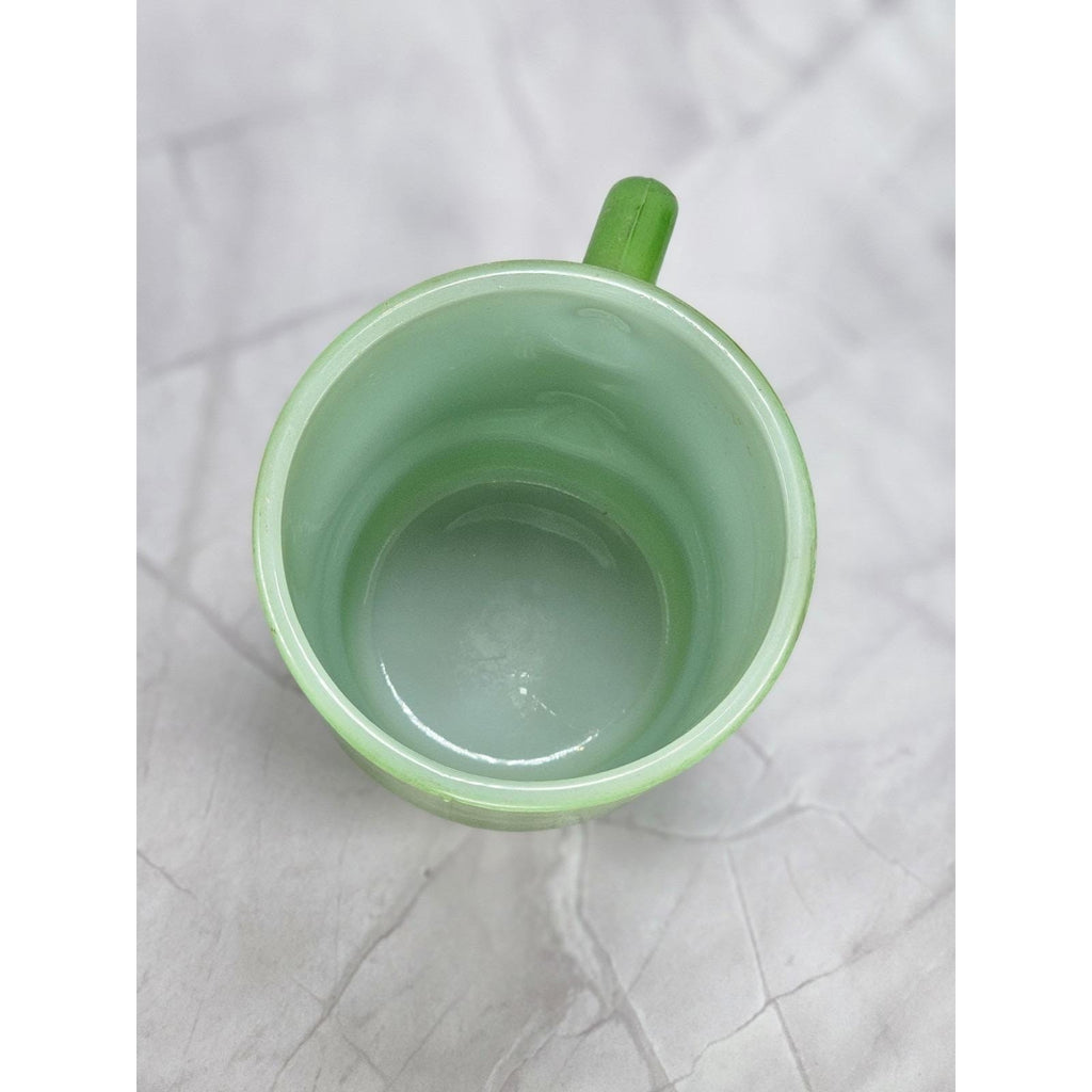 Vintage Anchor Hocking Green Stackable Mug Oven-Proof Glass 3.5"