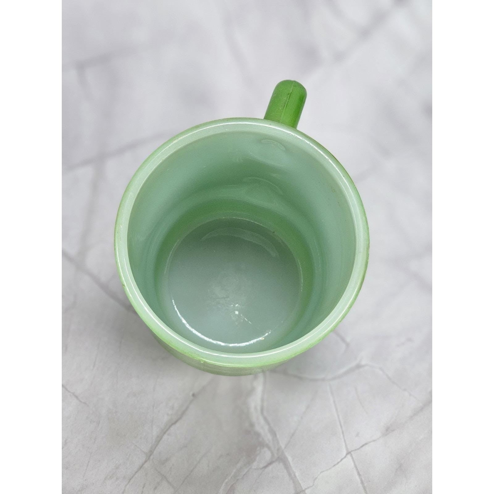 Vintage Anchor Hocking Green Stackable Mug Oven-Proof Glass 3.5"