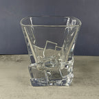 Vintage Heavy Glass Rocks Glasses Set of 4 Ice Cube Base Tumblers