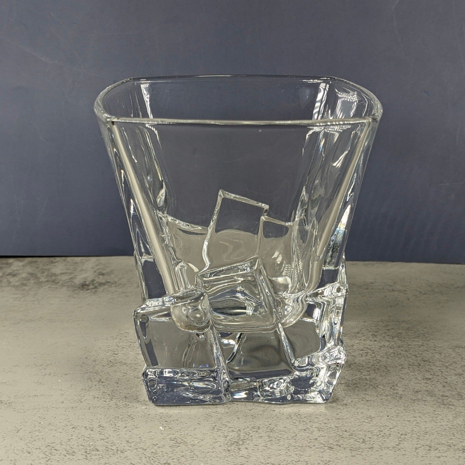 Vintage Heavy Glass Rocks Glasses Set of 4 Ice Cube Base Tumblers