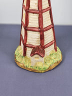 Vintage Ks Collection Beige Wood Design Red Stripe Design Lighthouse 6" Tall C