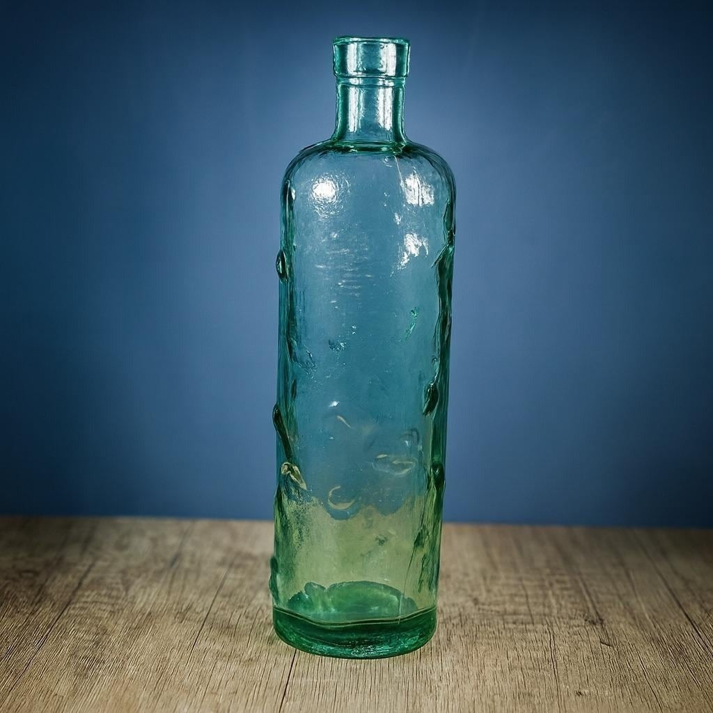 Vintage Blown Glass Bottle Seahorse Starfish Coastal Decor 10.5