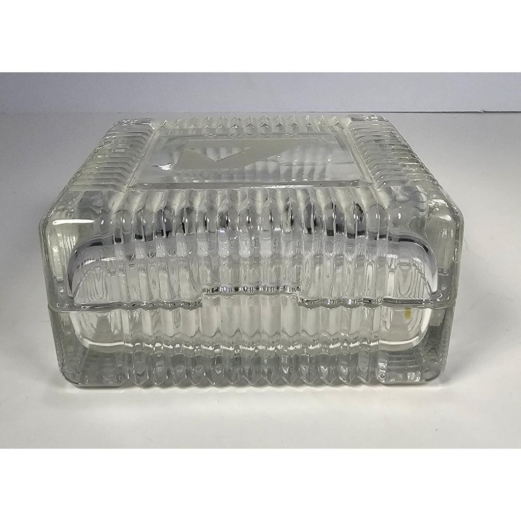 Vintage Crystal Trinket Box 1996 Small Square Jewelry Keepsake Box