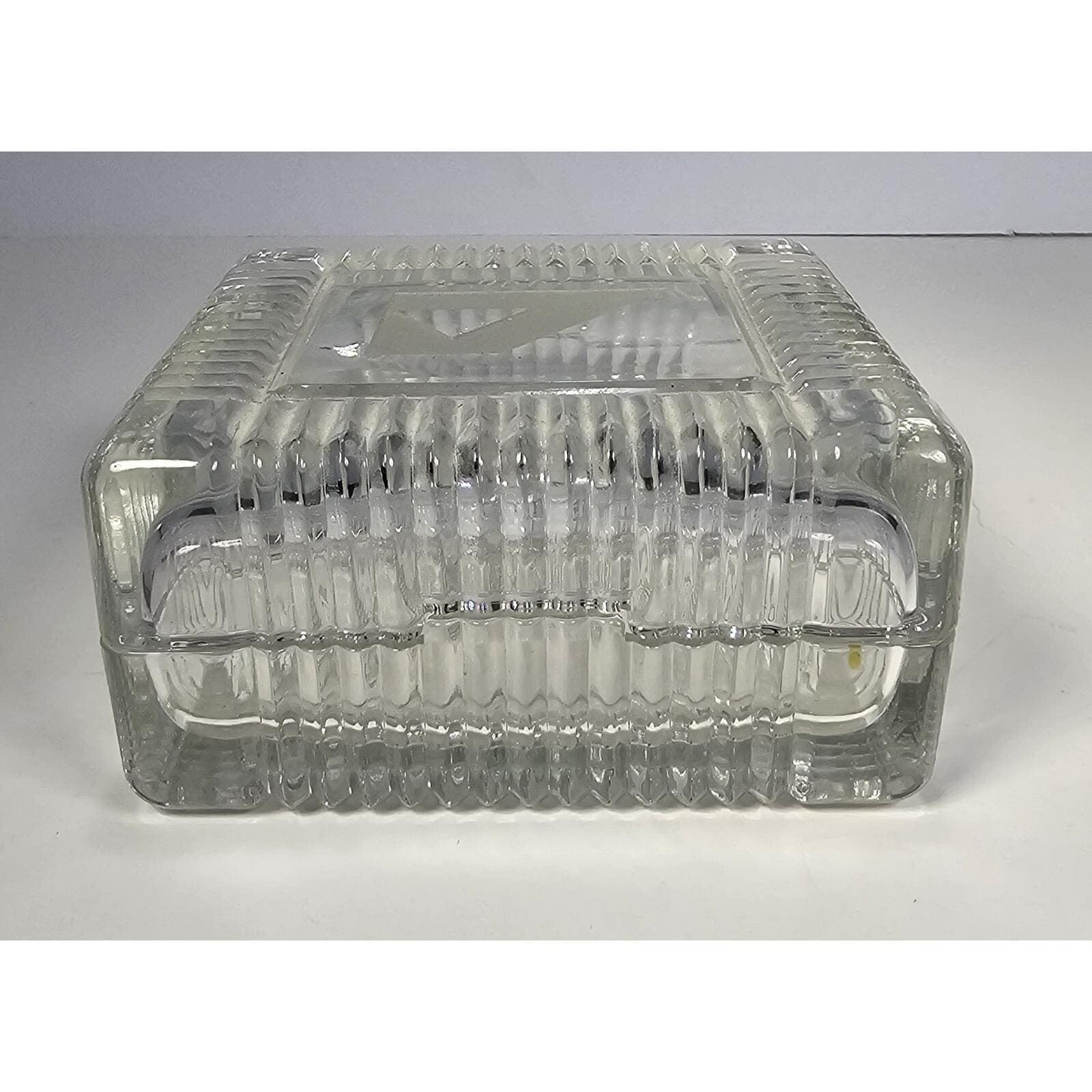 Vintage Crystal Trinket Box 1996 Small Square Jewelry Keepsake Box