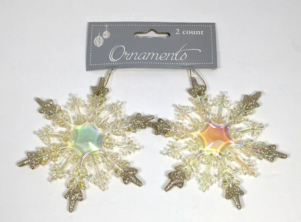 Pair of Prismatic Snowflake Ornaments