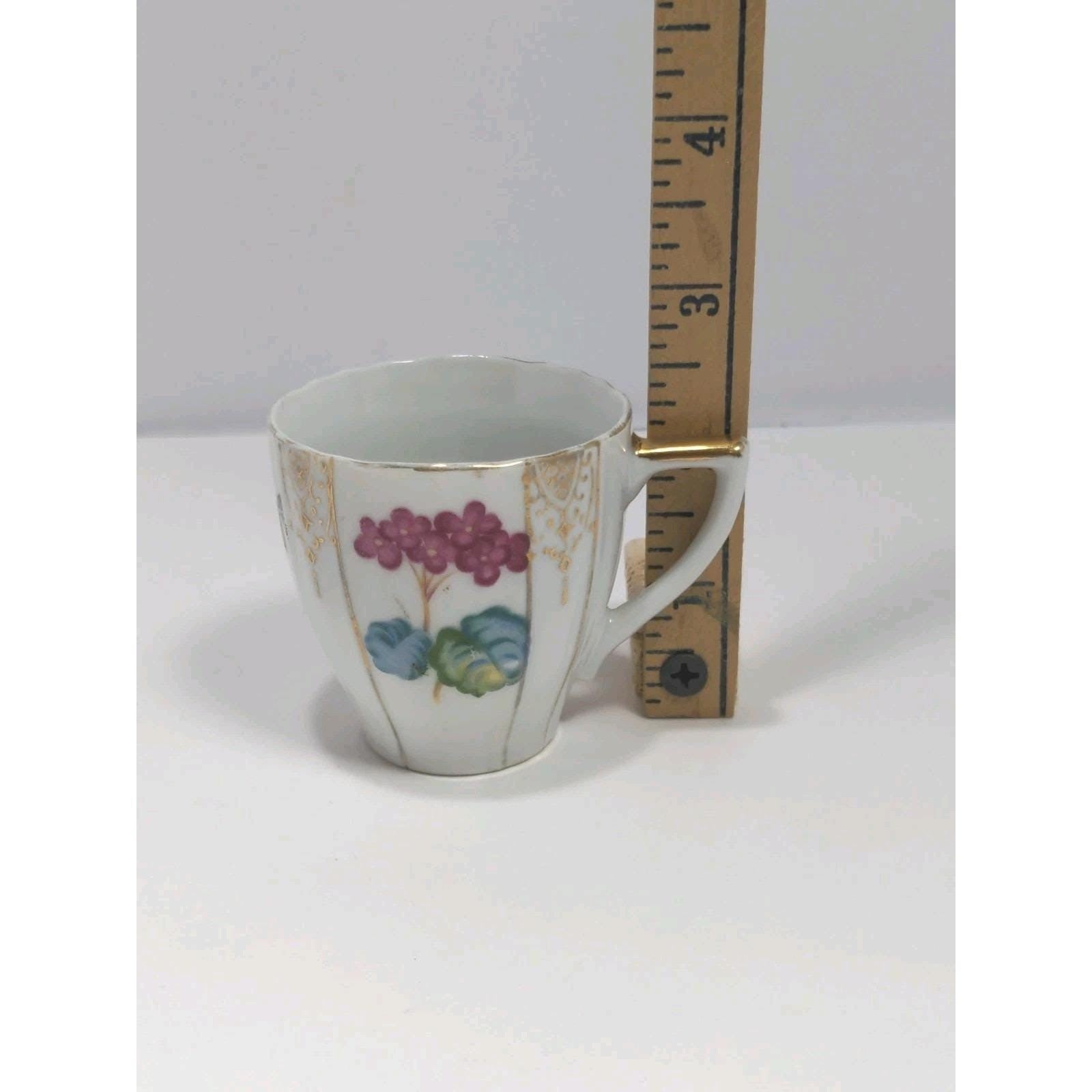 Ucagco Mini Tea Cup Occupied Japan Floral Gold Trim