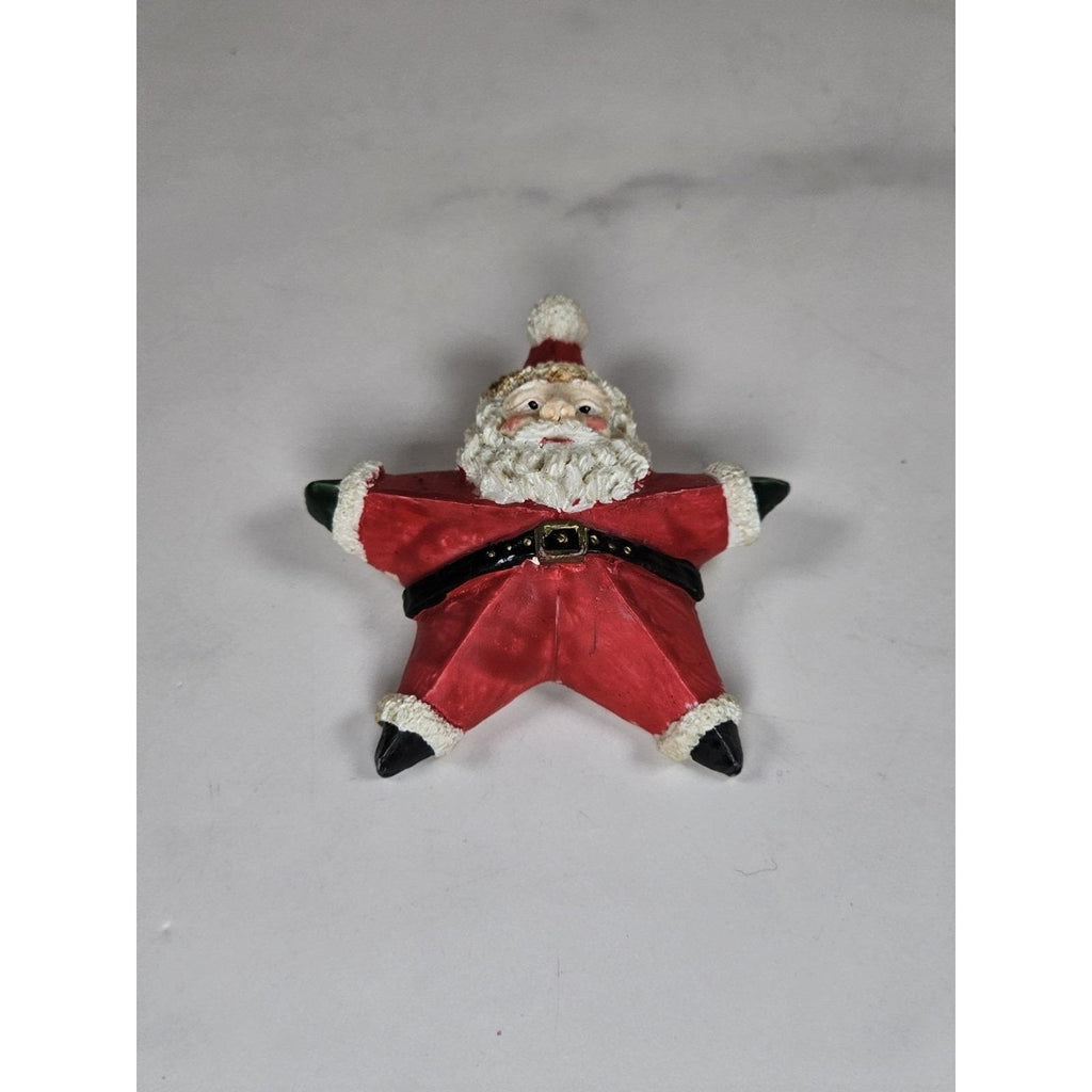 Vintage Folk Art Santa Claus Star Brooch Pin Holiday Christmas Jewelry