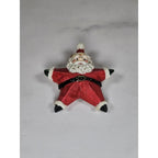 Vintage Folk Art Santa Claus Star Brooch Pin Holiday Christmas Jewelry