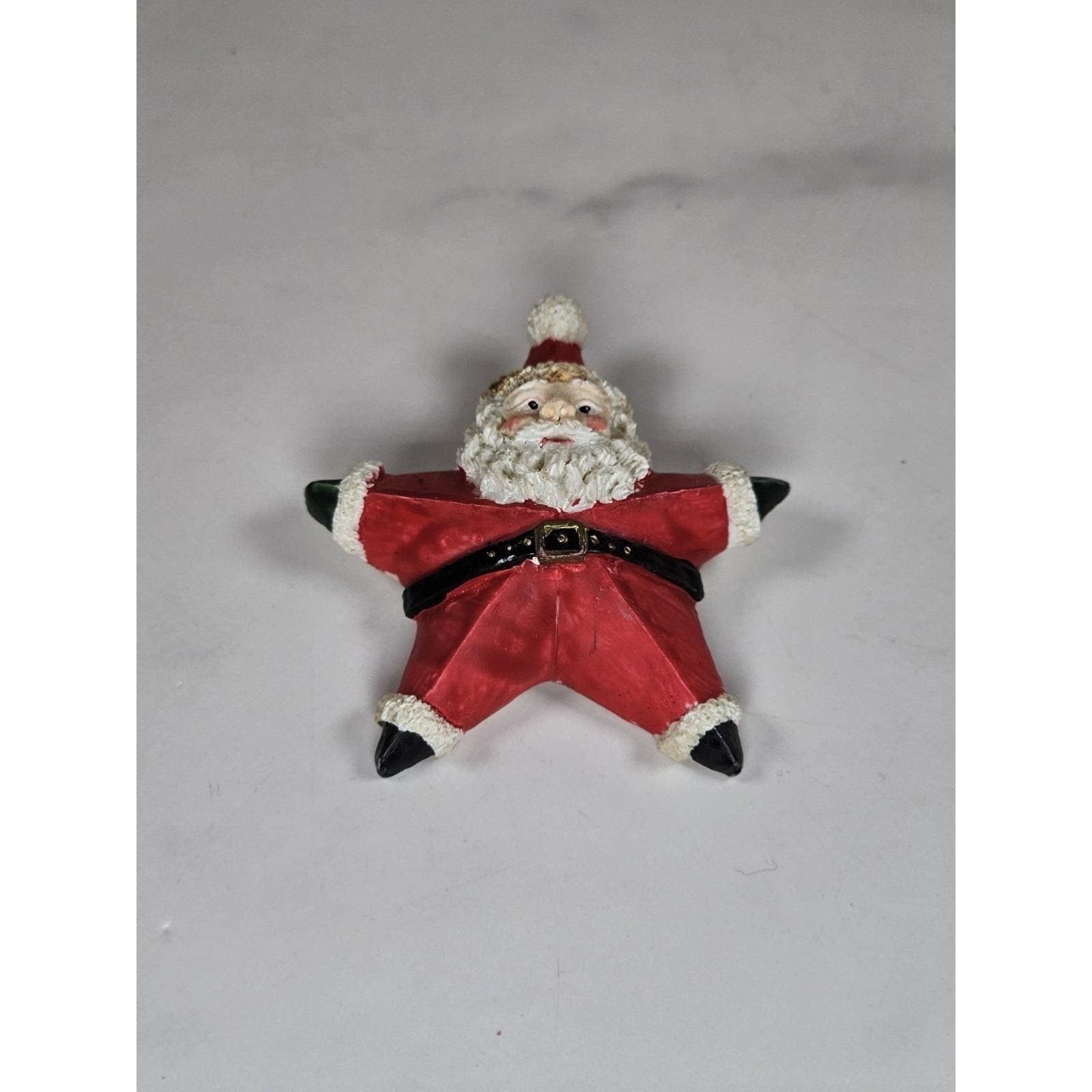 Vintage Folk Art Santa Claus Star Brooch Pin Holiday Christmas Jewelry