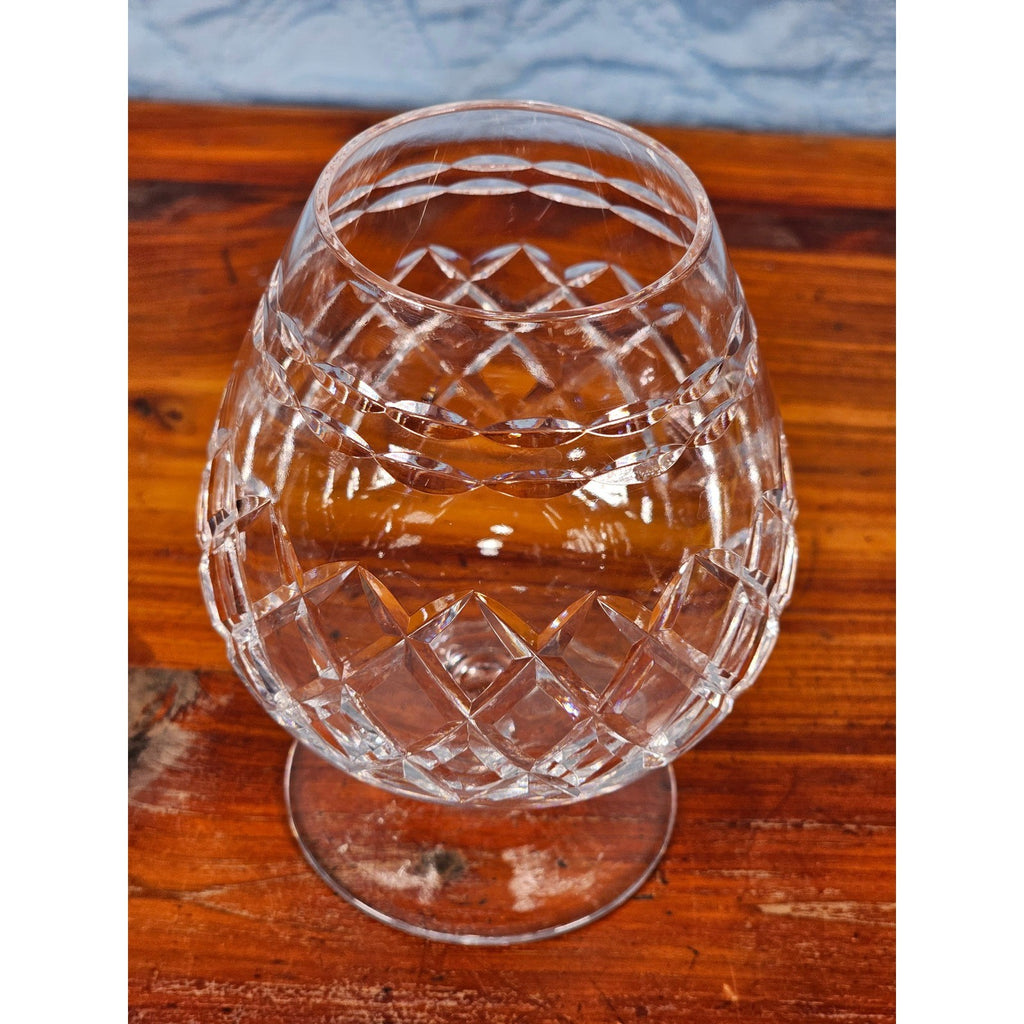 Vintage Crystal Brandy Snifter Diamond Cut Cognac Glass Stemmed