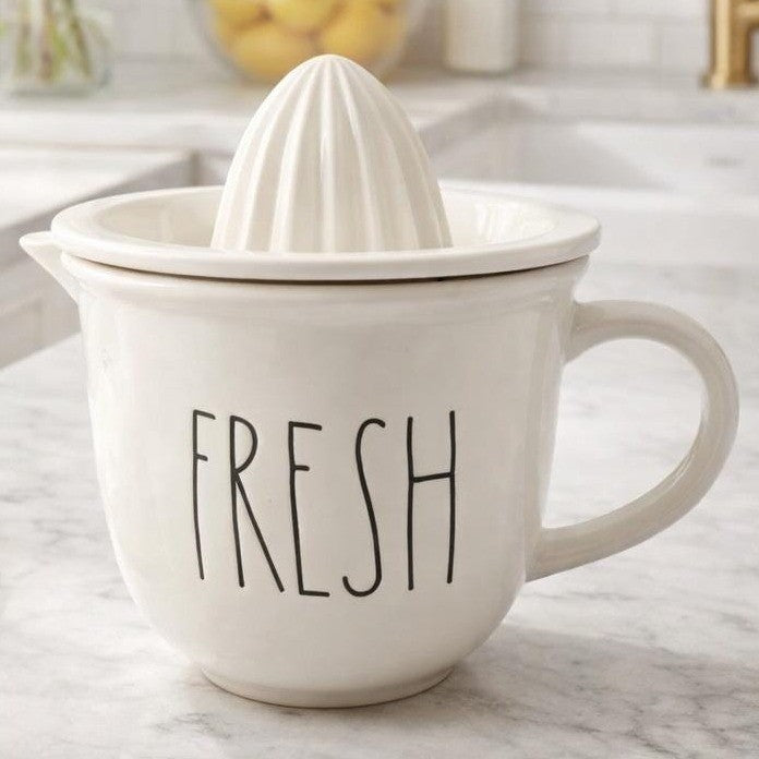 Rae Dunn FRESH Citrus Juicer Pitcher White Ceramic