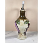 Vintage Rustic Orchard Plum Grape Oil Cruet Hand Painted Stoneware 9"