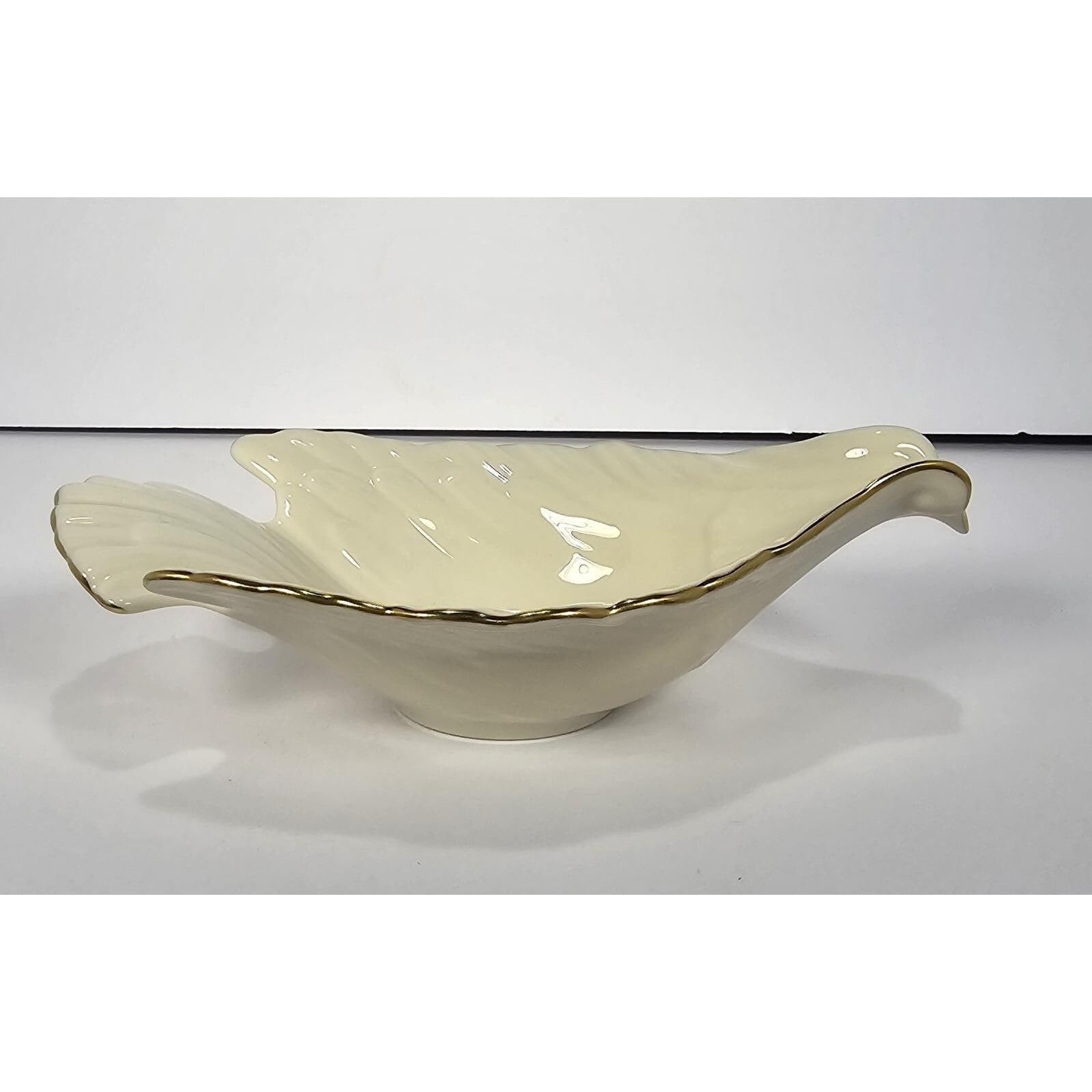 Vintage Lenox Dove Candy Dish Cream China Gold Trim