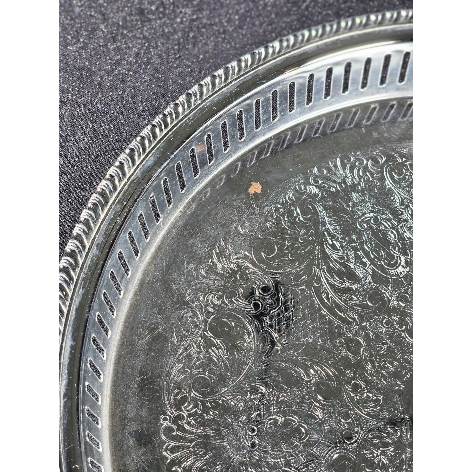 Vintage Irvinware Silver Plated Serving Tray 13" Engraved USA