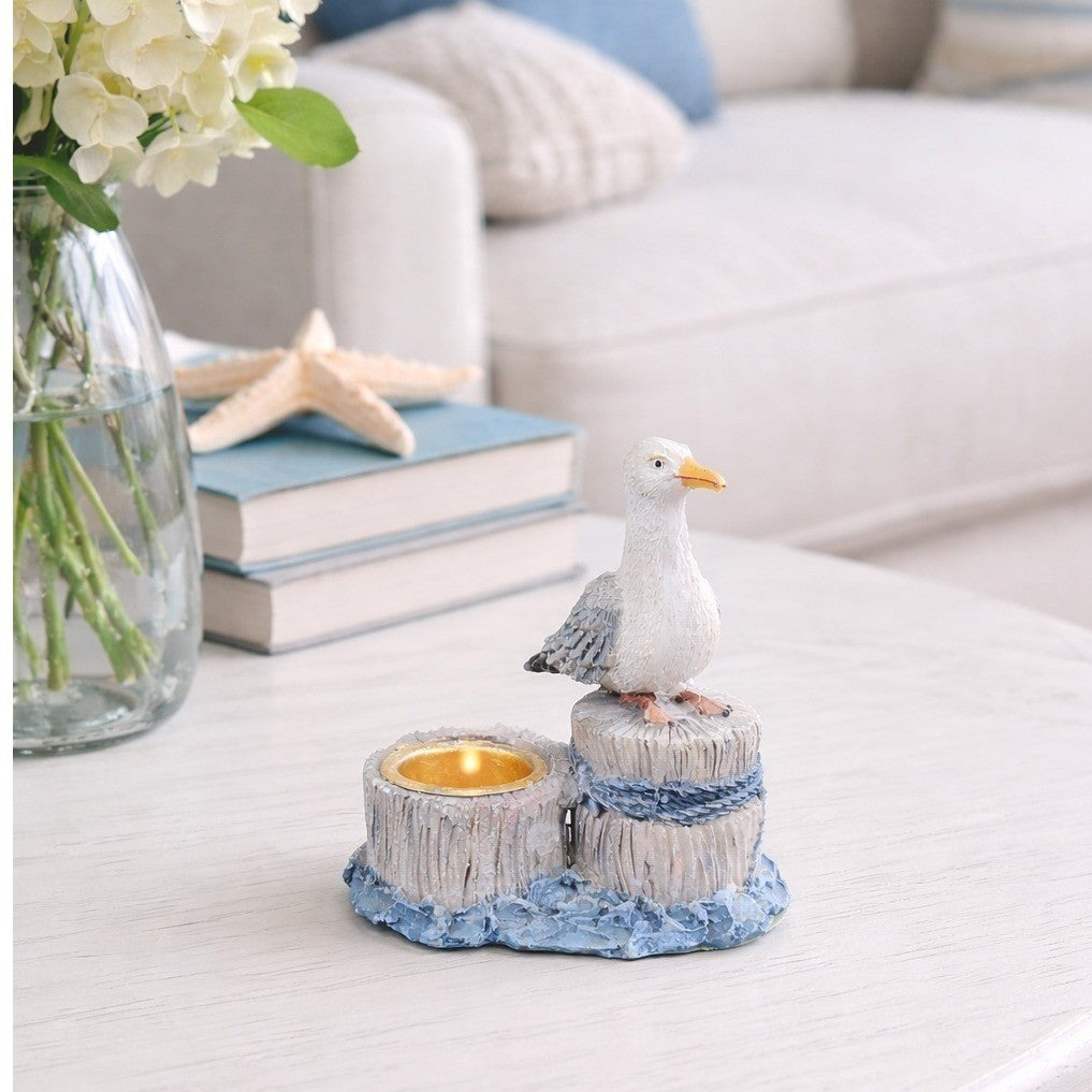 Vintage Seagull Candlestick Holder Nautical Coastal Decor Small Table Accent