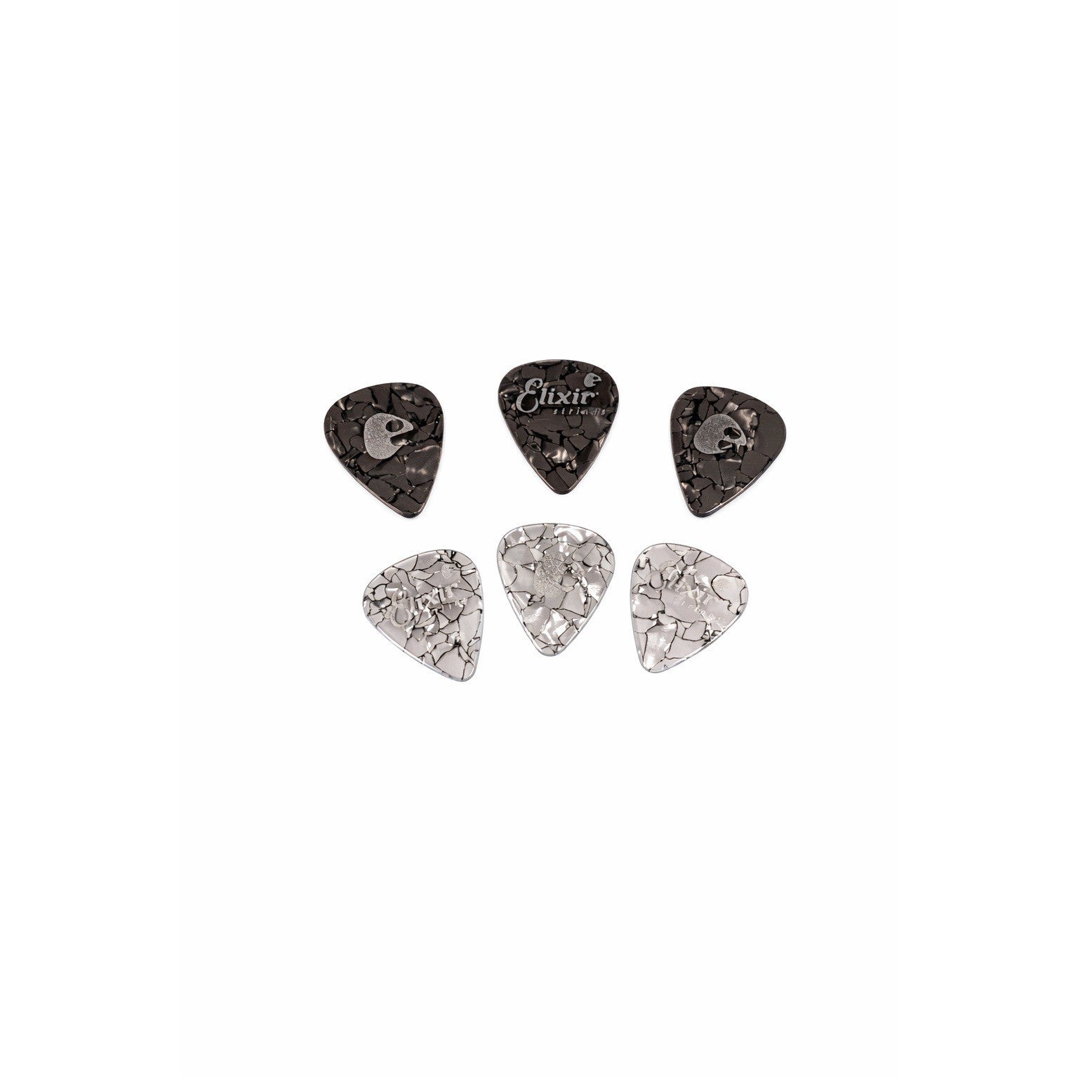 Elixir Heavy Guitar Picks Set of 6 Black Gray 1.0mm Celluloid