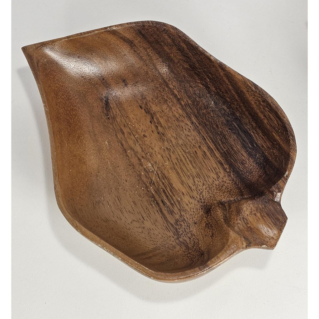 Monkey Pod Wood Leaf Bowls Set of 2 Handcrafted Handles
