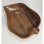 Monkey Pod Wood Leaf Bowls Set of 2 Handcrafted Handles