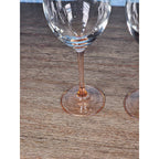 Vintage Pink Stem Wine Glasses Set of 2 Clear Bowl 8.5 Inch