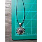 Vintage Sterling Silver Sunburst Amethyst Pendant Necklace