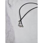 Vintage Sterling Silver Om Pendant with Green Stone Accent