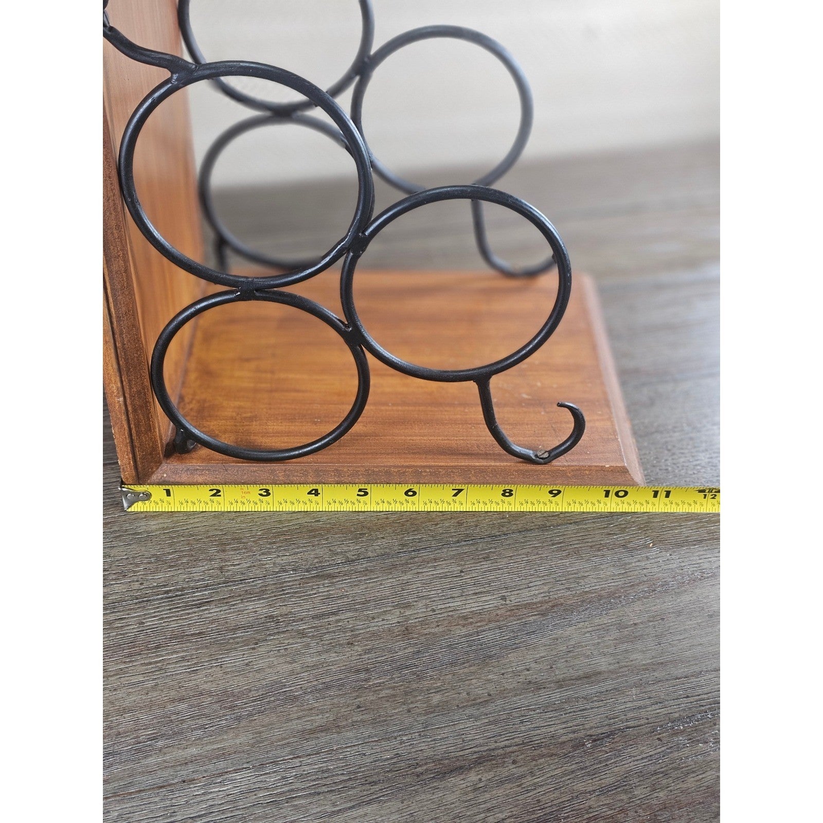 Vintage Wood & Metal Wine Bottle Holder | 3-Bottle Countertop Wine Rack