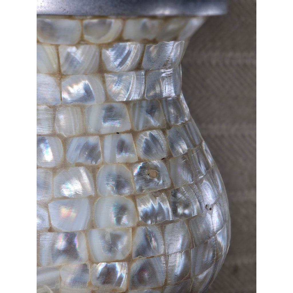 Towle Vintage Capiz Shell Table Lamp 16" Coastal Silver Accent