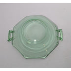 Green Glass Candy Dish Handled Vintage Serving Bowl