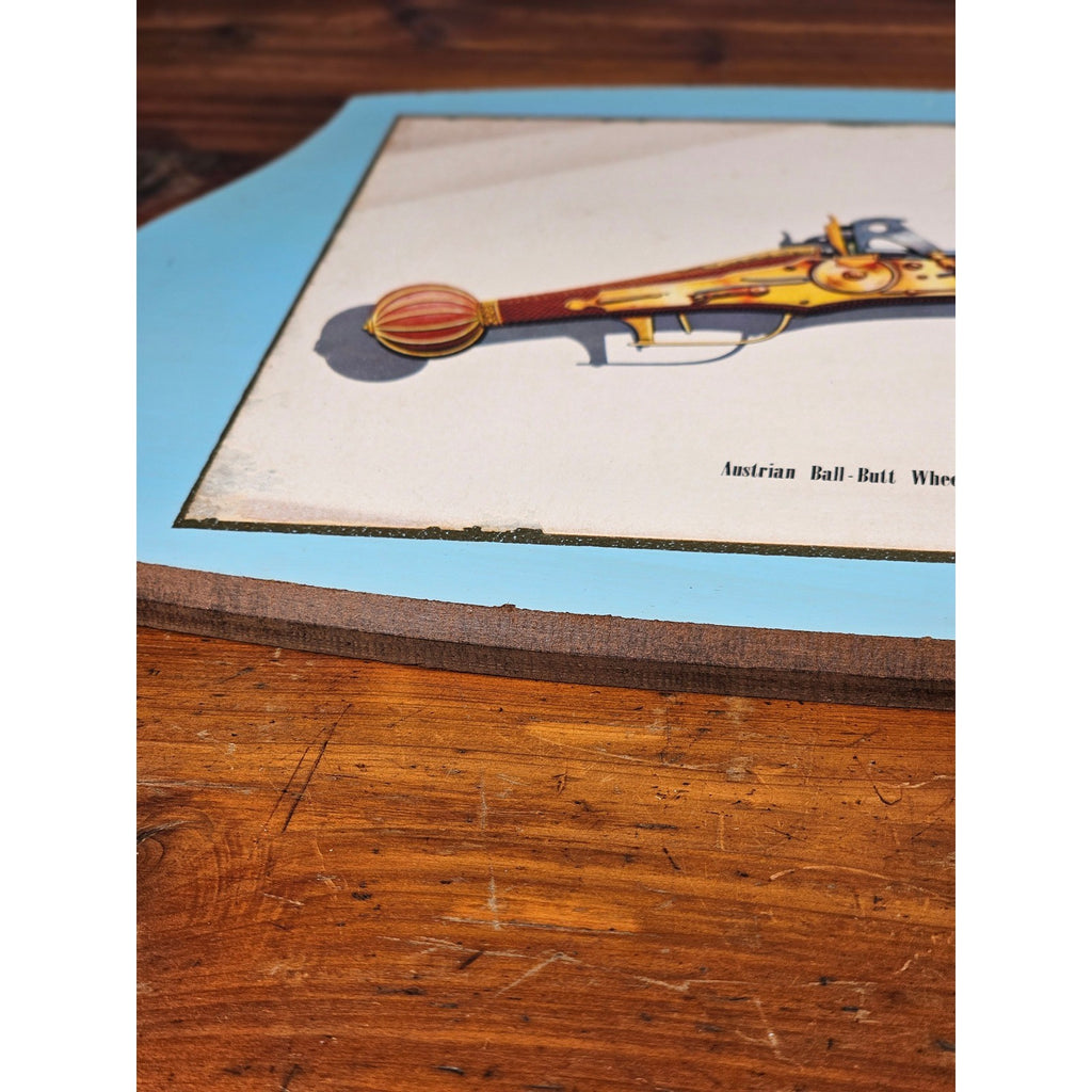 Vintage Firearms Illustration Wall Plaque – Austrian Wheellock Pistol 1655