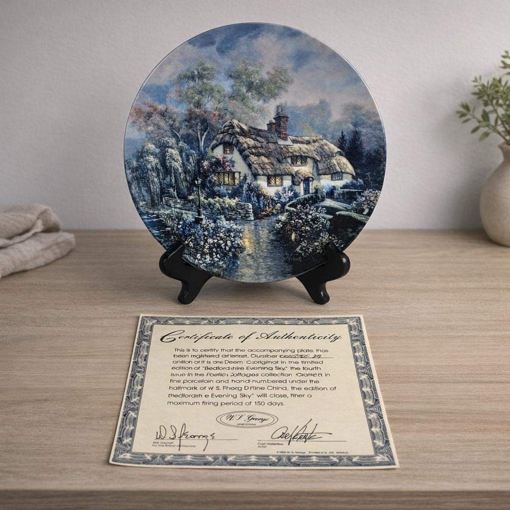 Carl Valente Bedfordshire Evening Sky Plate Poetic Cottages