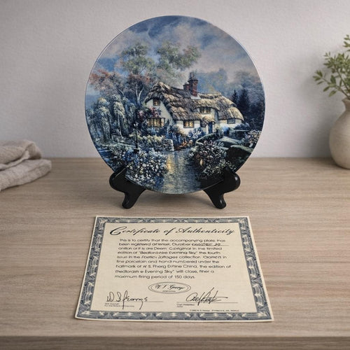 Carl Valente Bedfordshire Evening Sky Plate Poetic Cottages