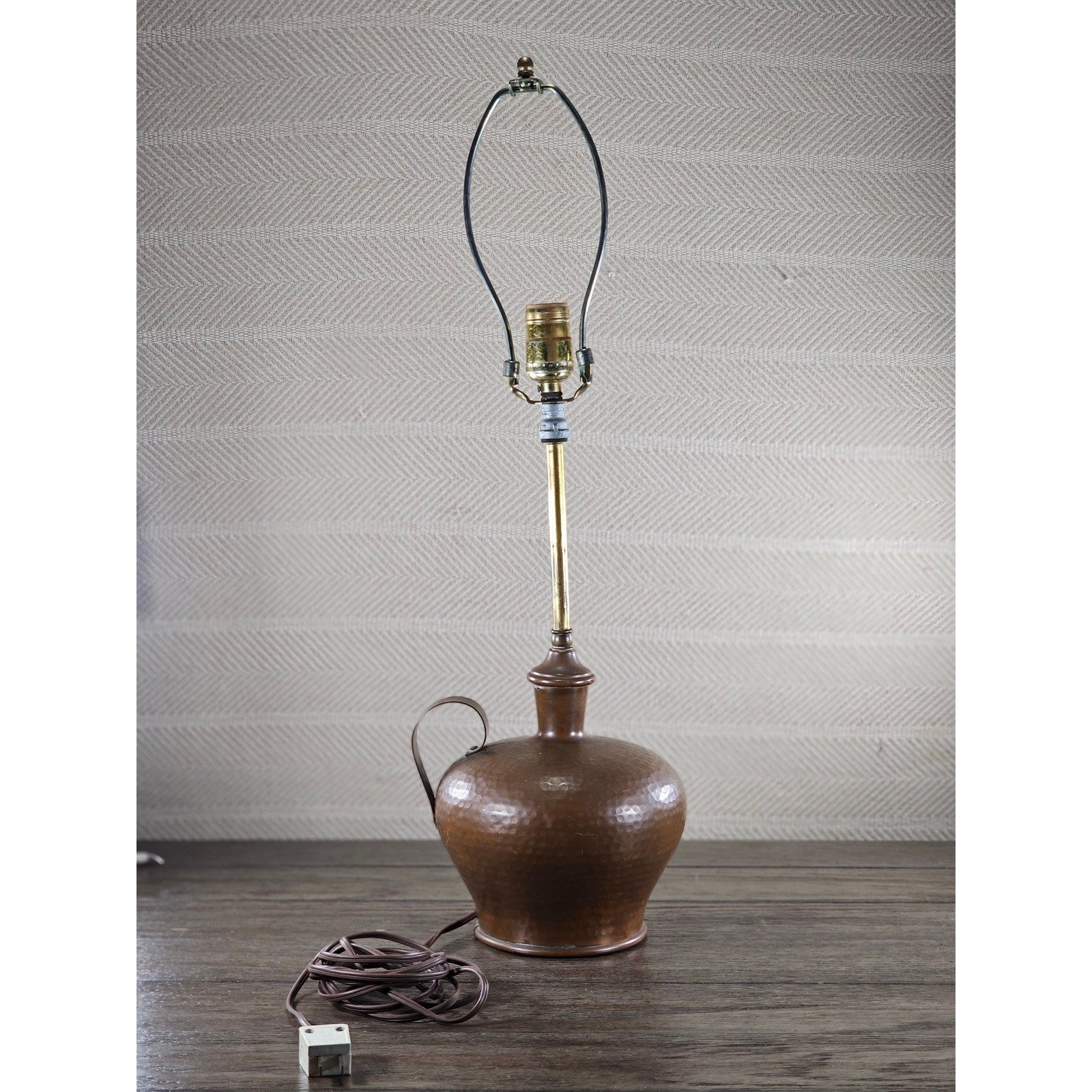 Vintage Hammered Copper Table Lamp 25" Rustic Mid Century Base
