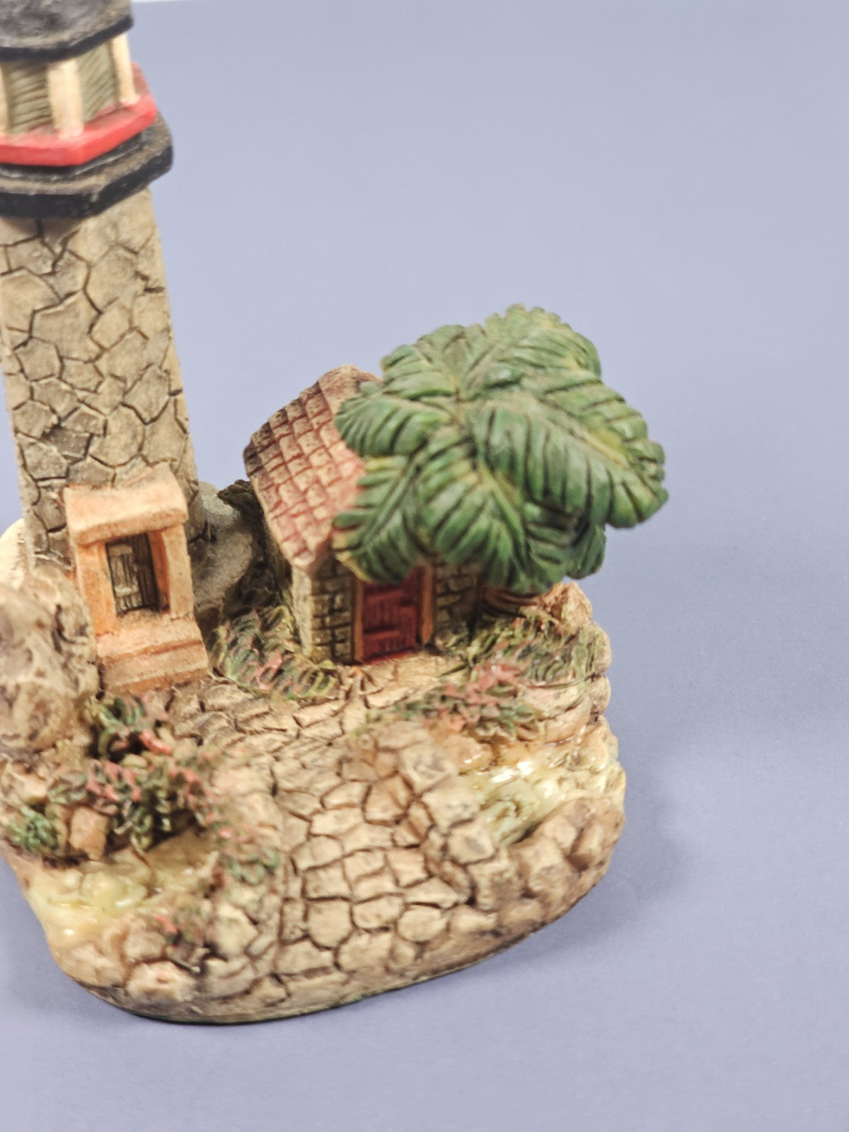 Vintage Ks Collection Lighthouse Figurine With Palm Tree & Cottage