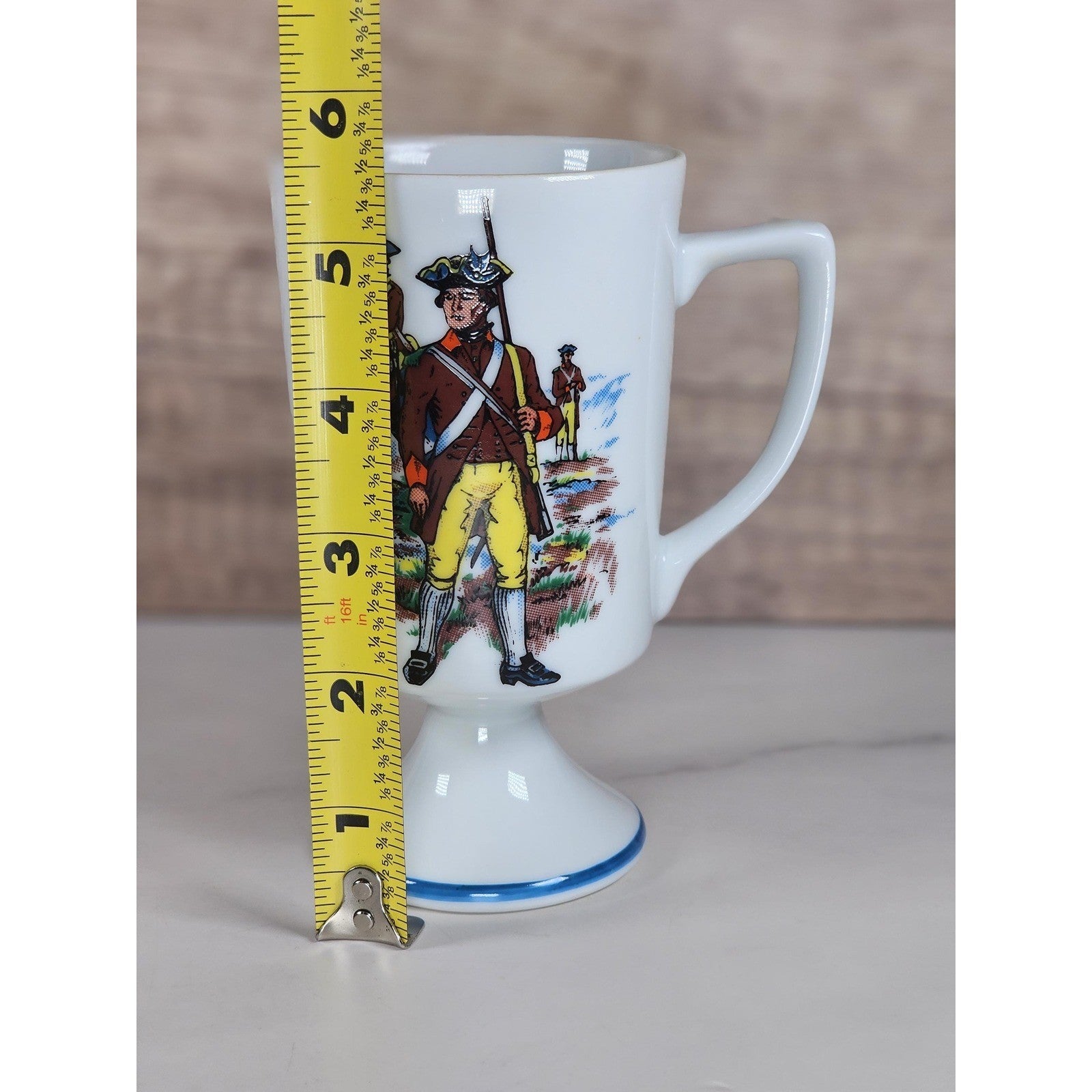 Vintage Fred Roberts Colonial Soldiers Mug Revolutionary War Footed Cup