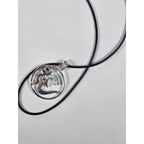 Vintage Sterling Silver Om Pendant with Green Stone Accent