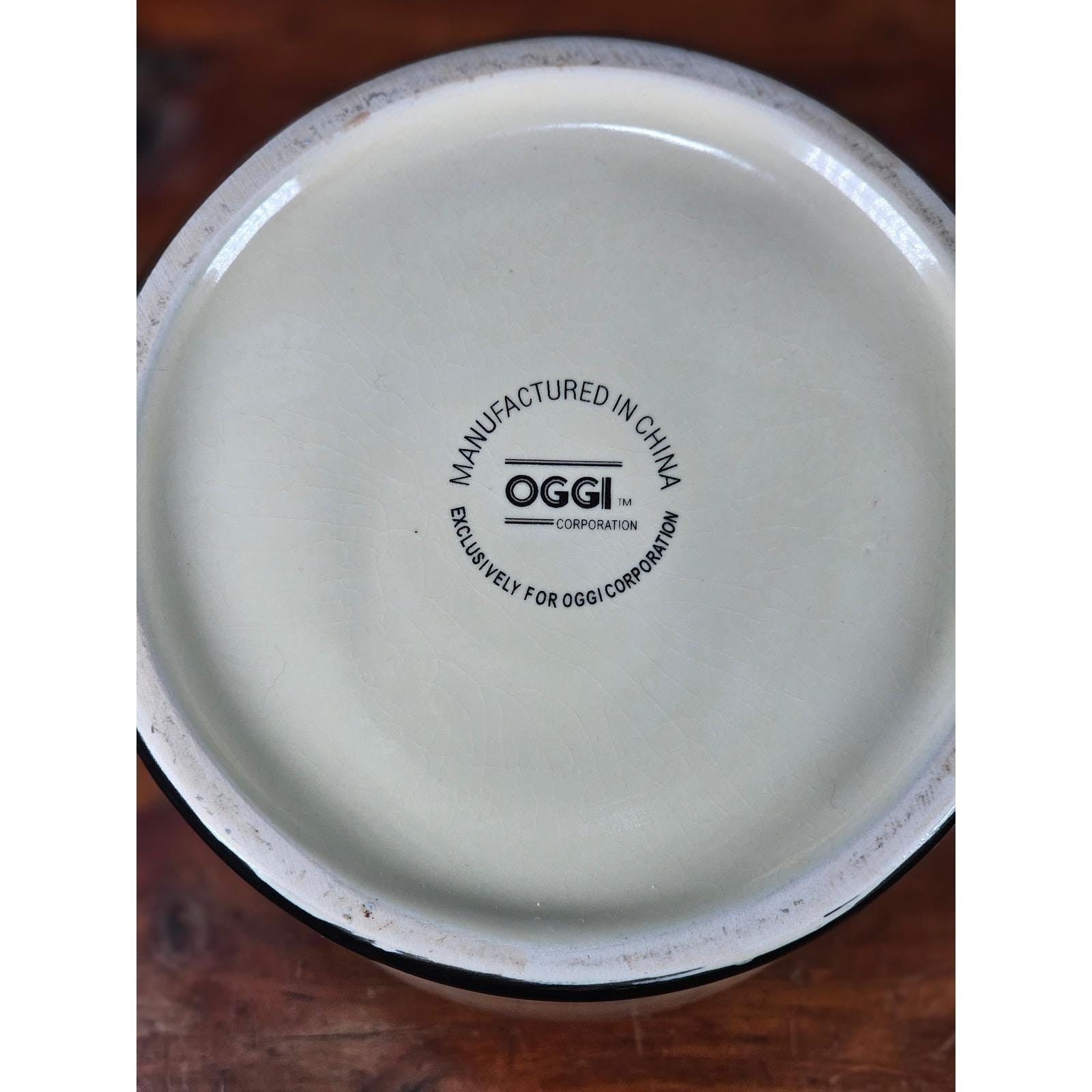 Vintage OGGI Tuscan Wine Label Ceramic Canister With Lid 8 In