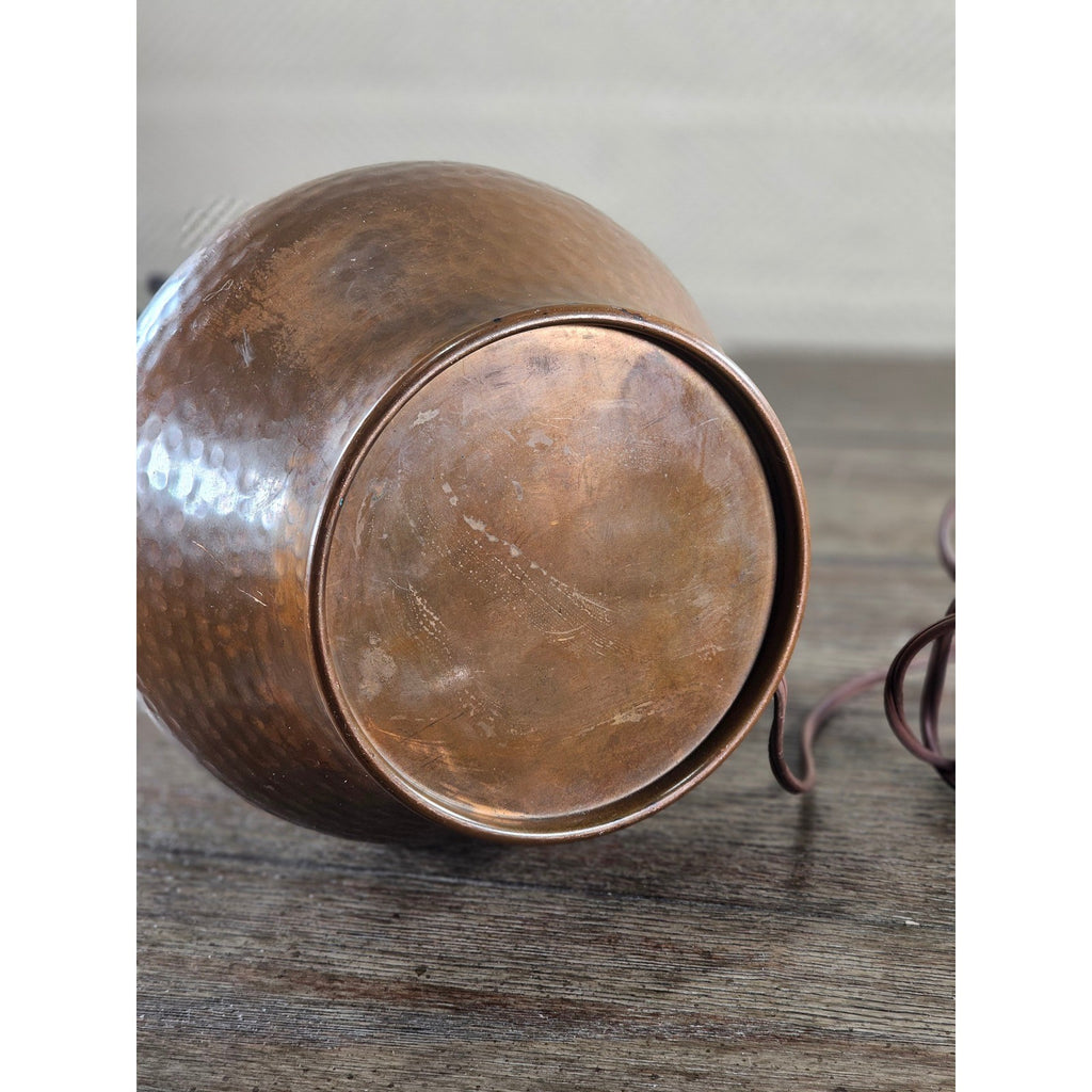 Vintage Hammered Copper Table Lamp 25" Rustic Mid Century Base