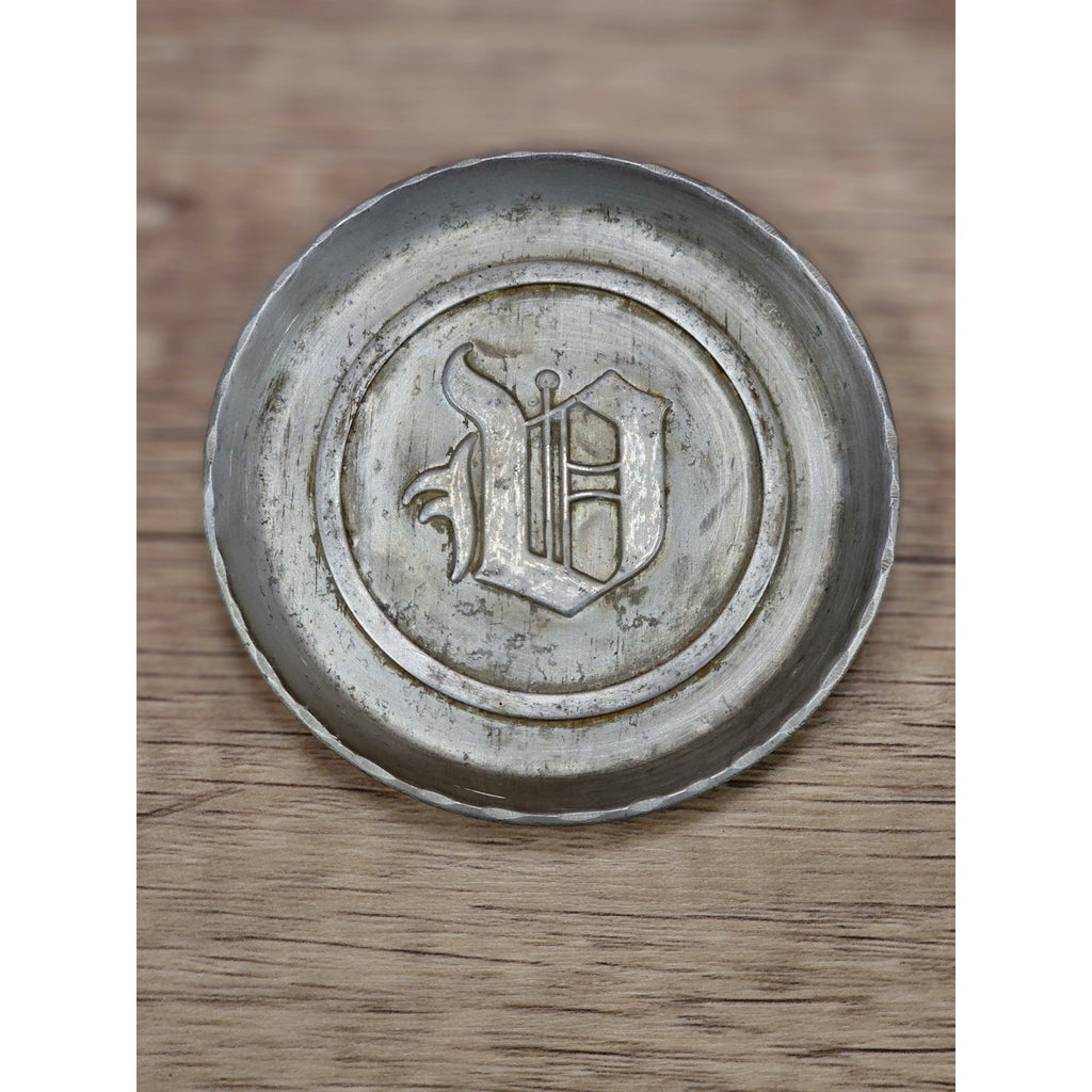 Vintage Aluminum Coaster Set of 3 Embossed D Monogram 3 3/8 Inch