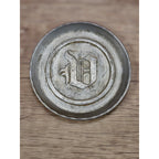 Vintage Aluminum Coaster Set of 3 Embossed D Monogram 3 3/8 Inch