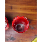 Vintage Red Asian Dancer Gold Glasses Set of 2 Tall Drinking Tumblers