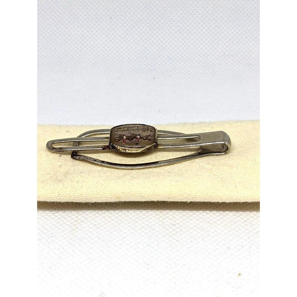 Fox Hunt Tie Clasp Equestrian Horse Jump Silver Tone Bar