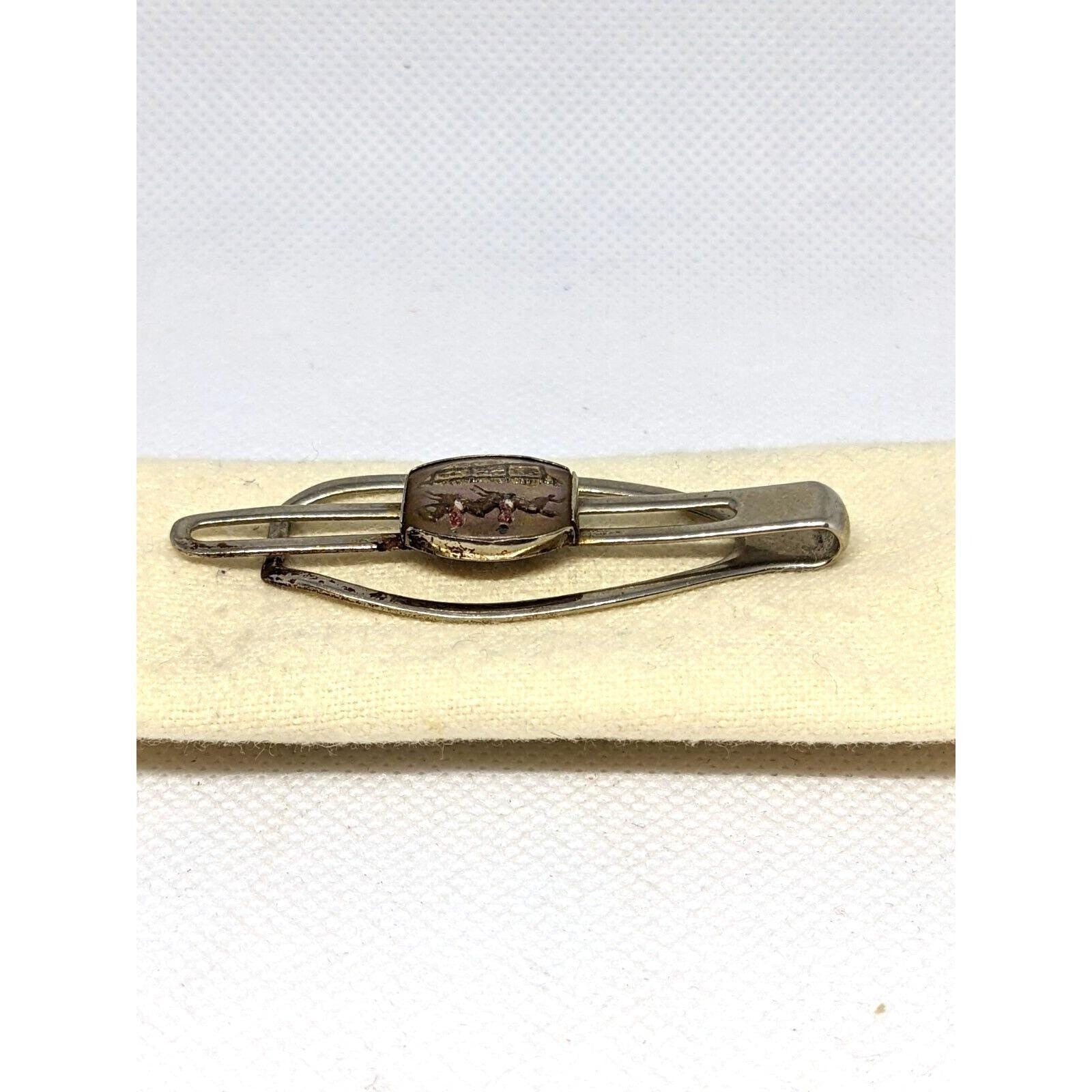 Fox Hunt Tie Clasp Equestrian Horse Jump Silver Tone Bar