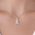 Vintage Sterling Silver Ribbon Pendant Necklace Small Charm
